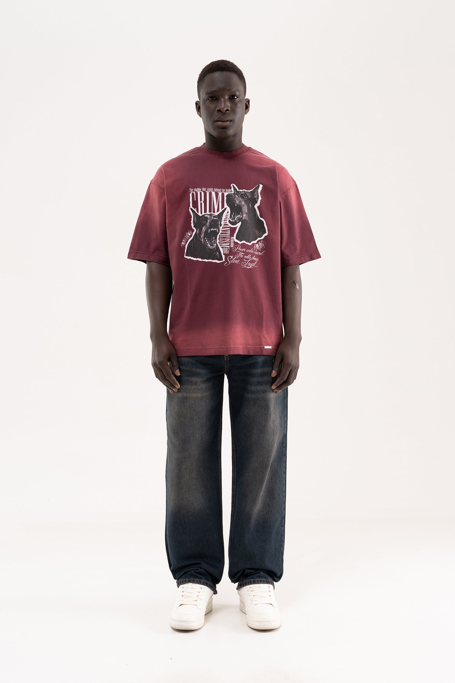 Erkek Etnik Nakışlı Baggy Jean Pantolon Tintli Mavi-8