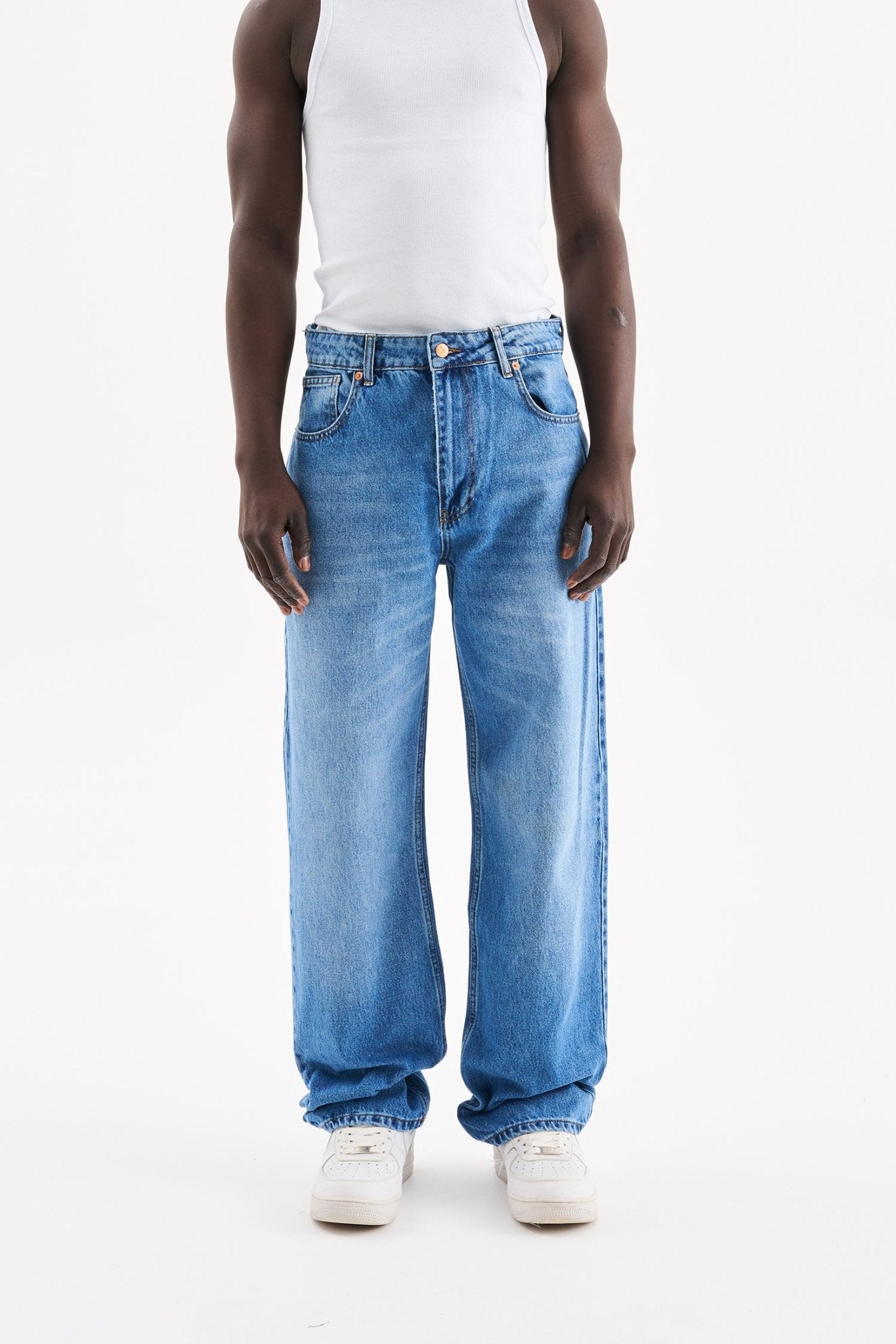 Erkek Relaxed Baggy Jean Pantolon Mavi