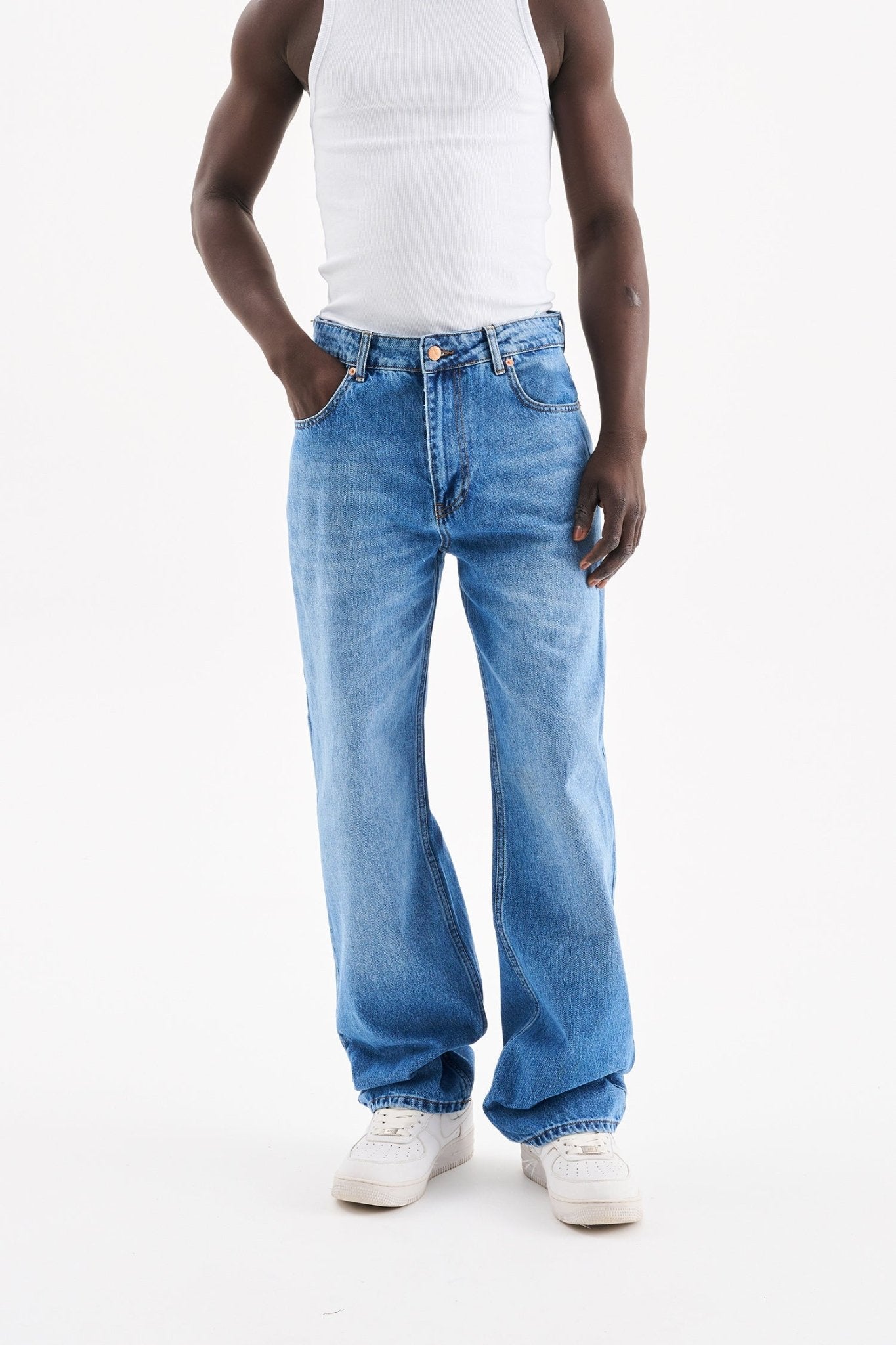 Erkek Relaxed Baggy Jean Pantolon Mavi