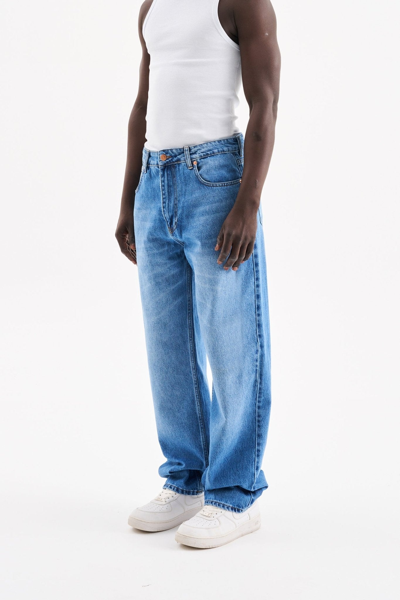 Erkek Relaxed Baggy Jean Pantolon Mavi