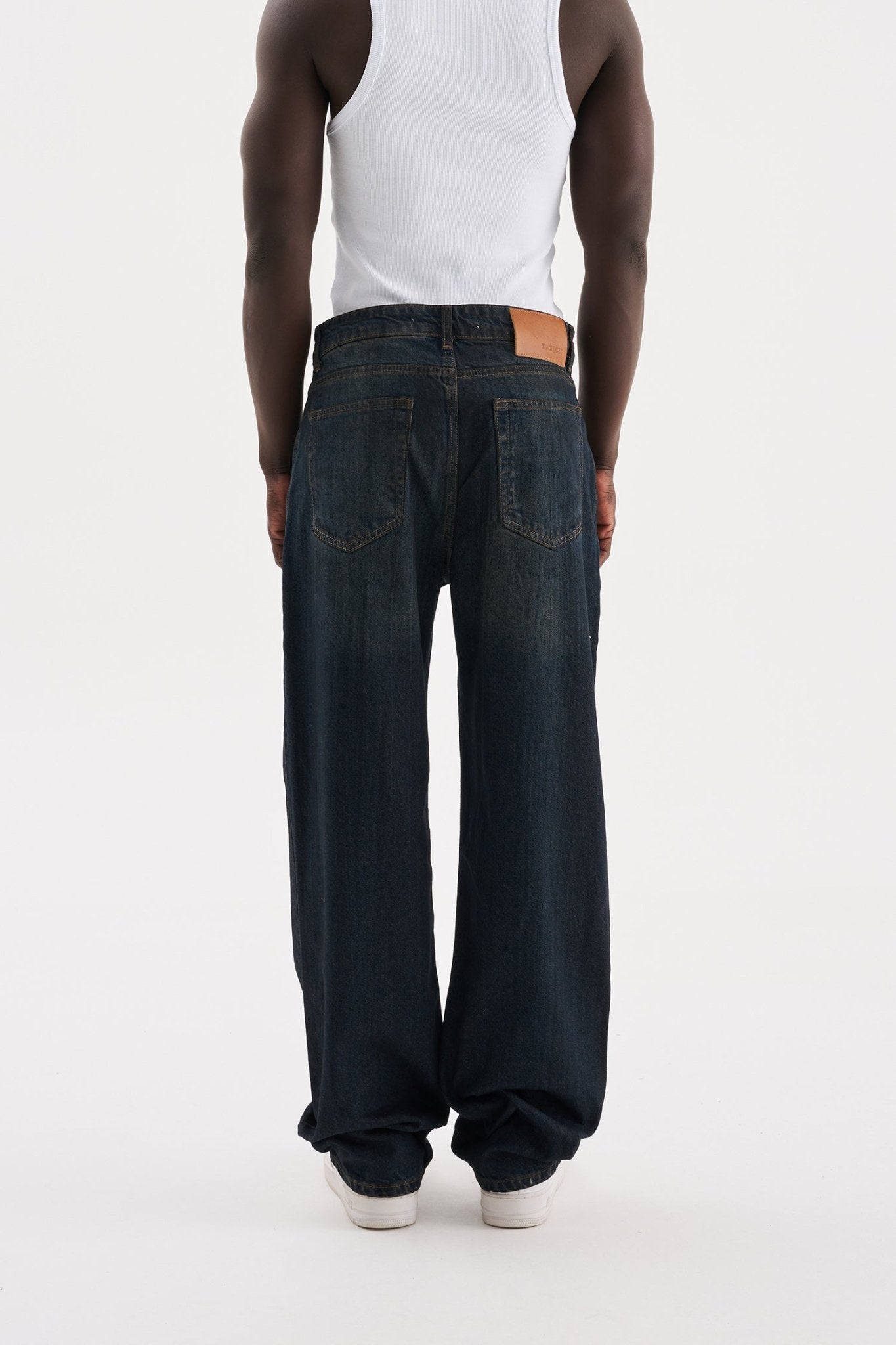Erkek Pigment Kaplama Efektli Baggy Jean Pantolon Mavi