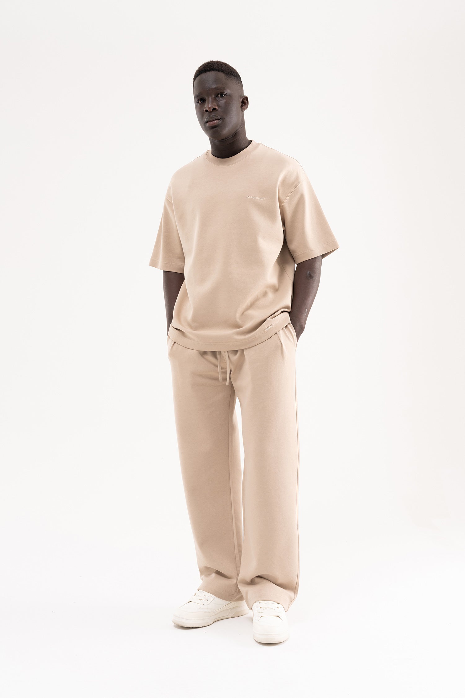 Erkek Çift Pilise Double Face Baggy Pantolon Açık Bej-8