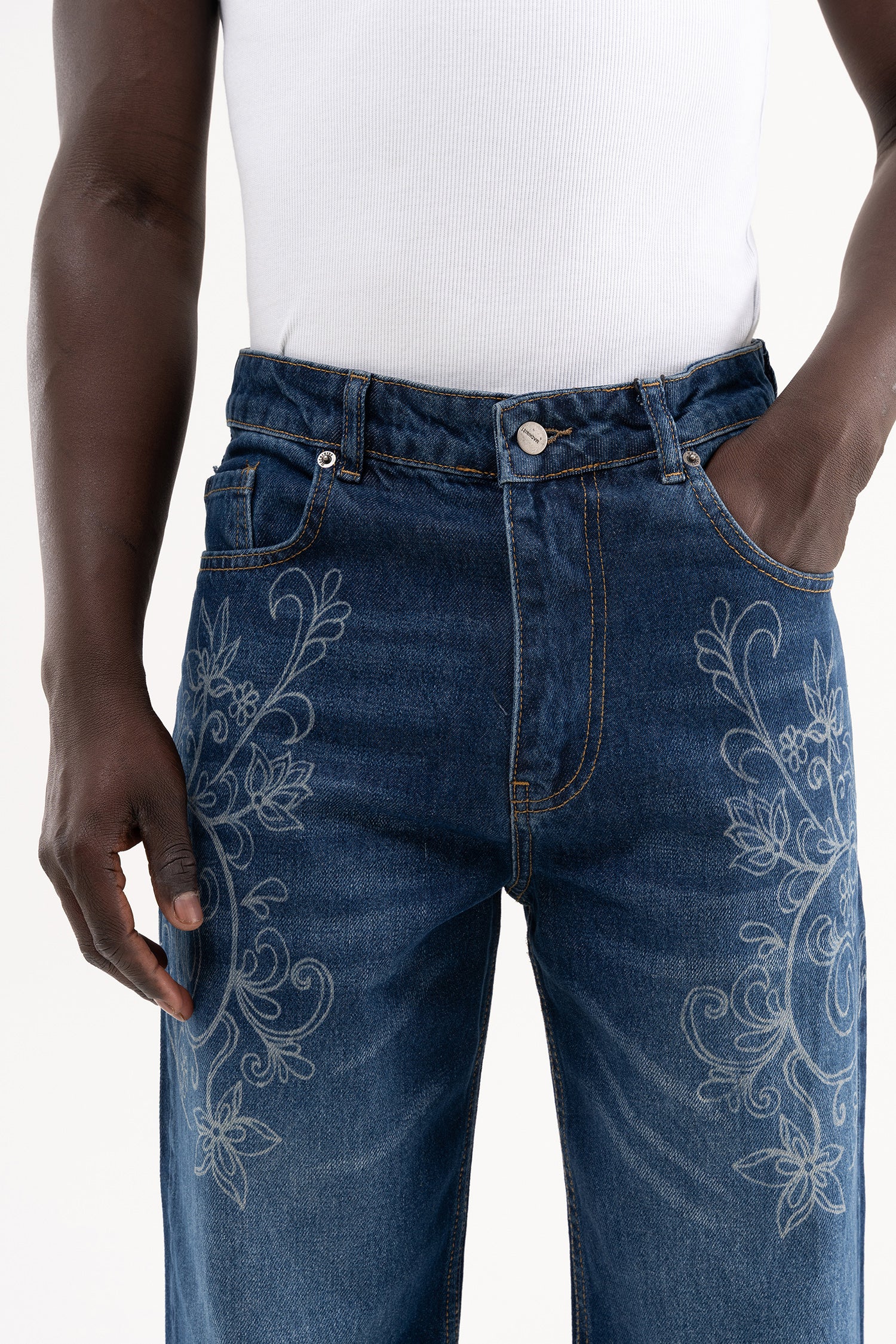 Erkek Degrade Effected Baggy Jean Pantolon Açık Mavi-3