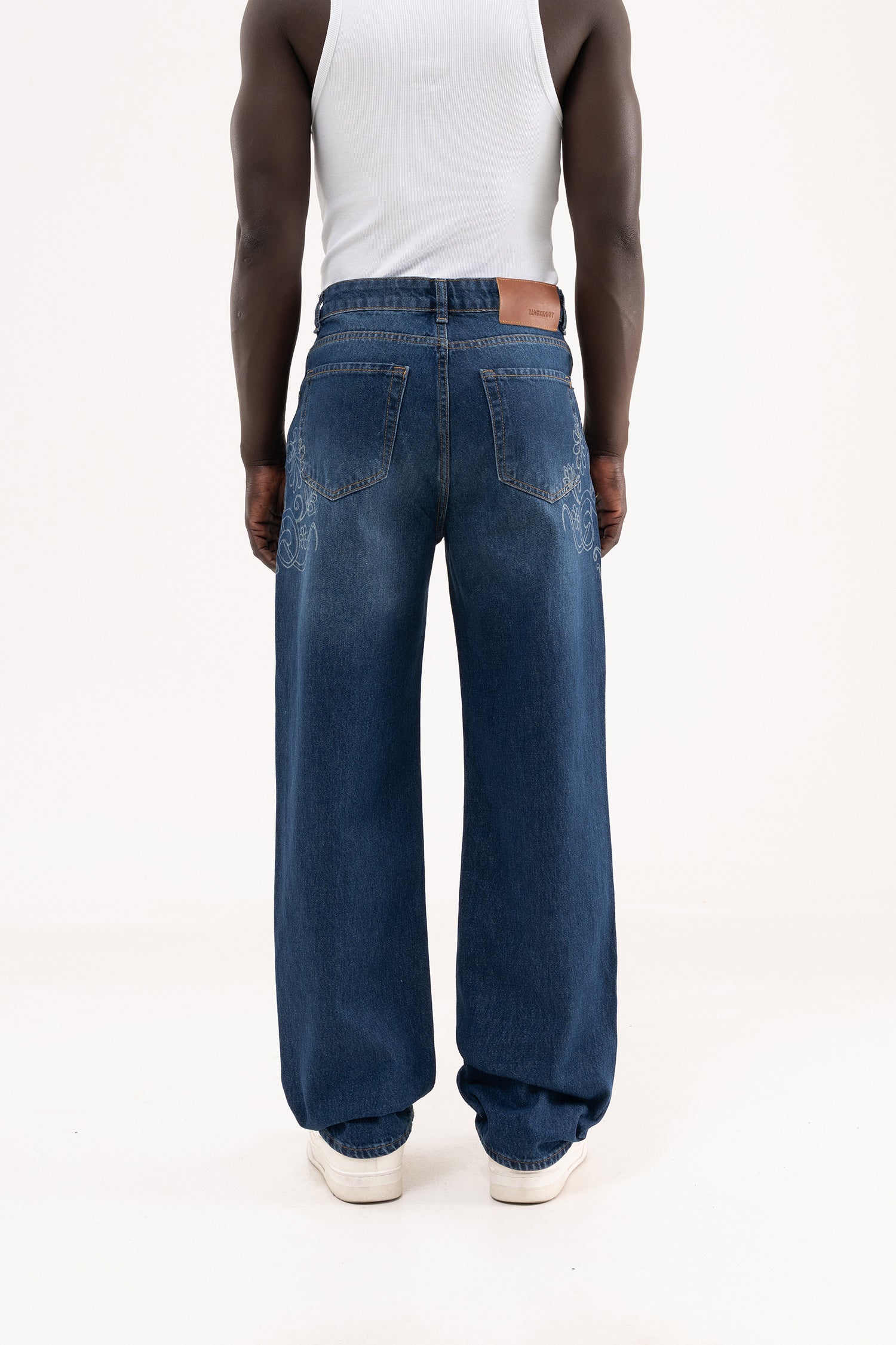 Erkek Degrade Effected Baggy Jean Pantolon Açık Mavi-4