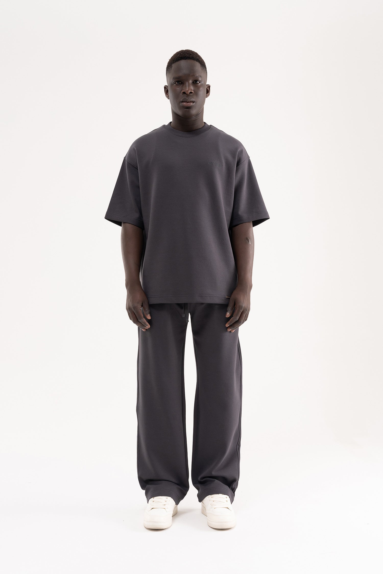 Erkek Çift Pilise Double Face Baggy Pantolon Antrasit-7