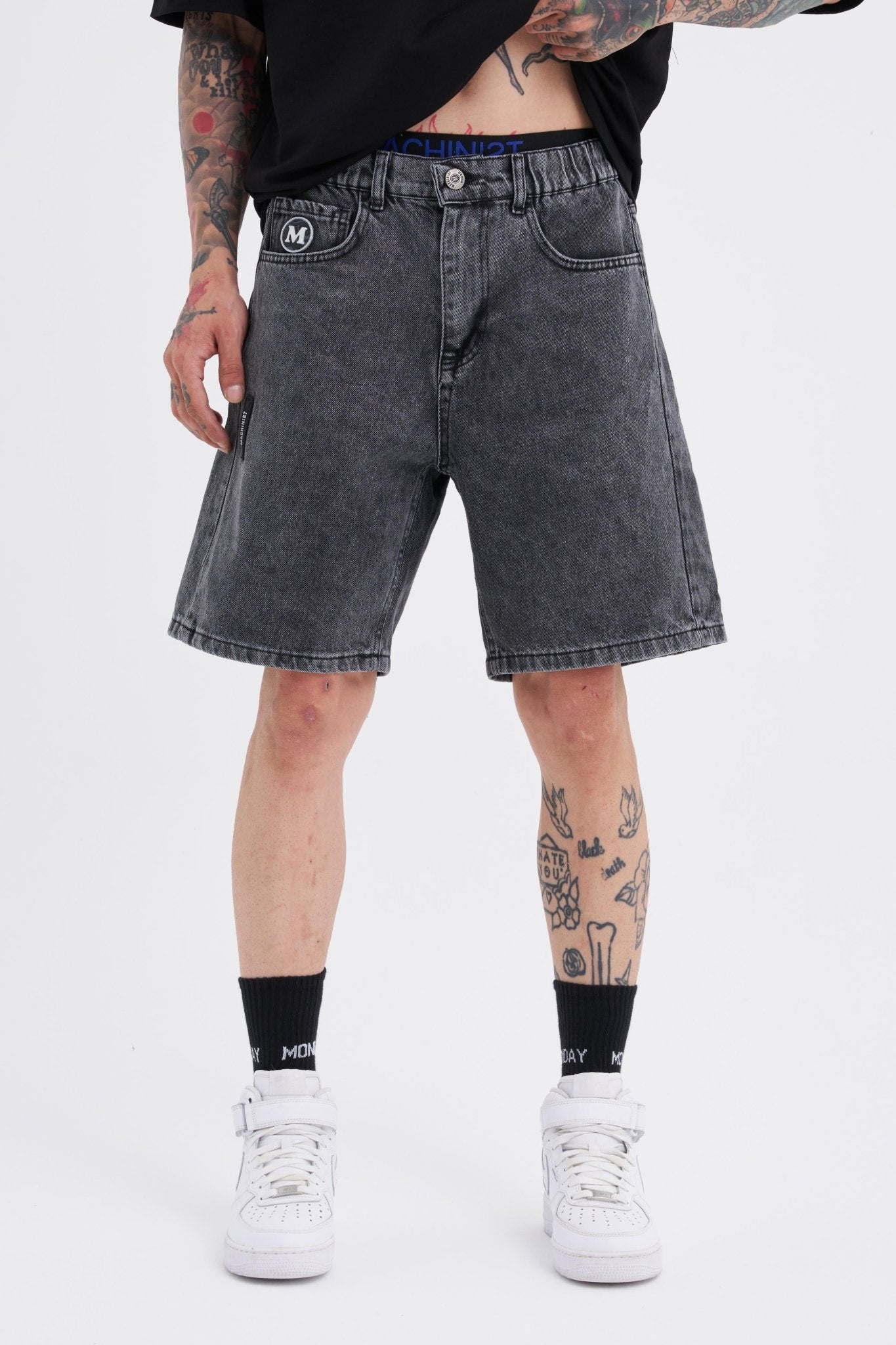 Erkek M Logo Jean Short Antrasit