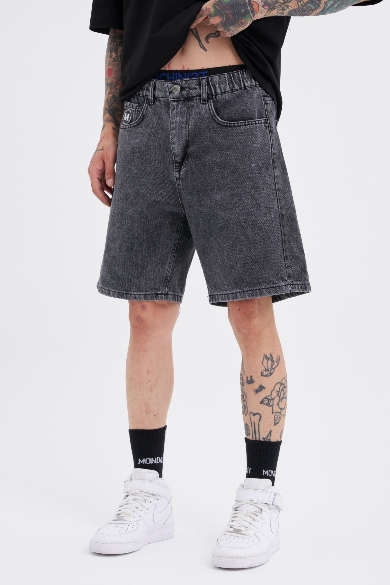 Erkek M Logo Jean Short Antrasit