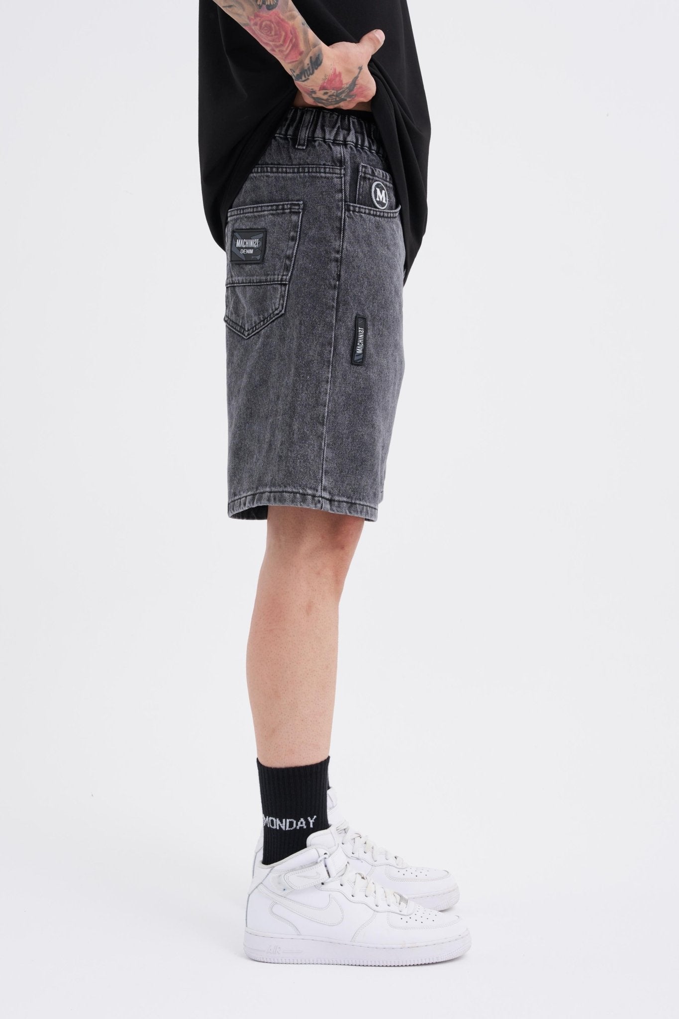 Erkek M Logo Jean Short Antrasit