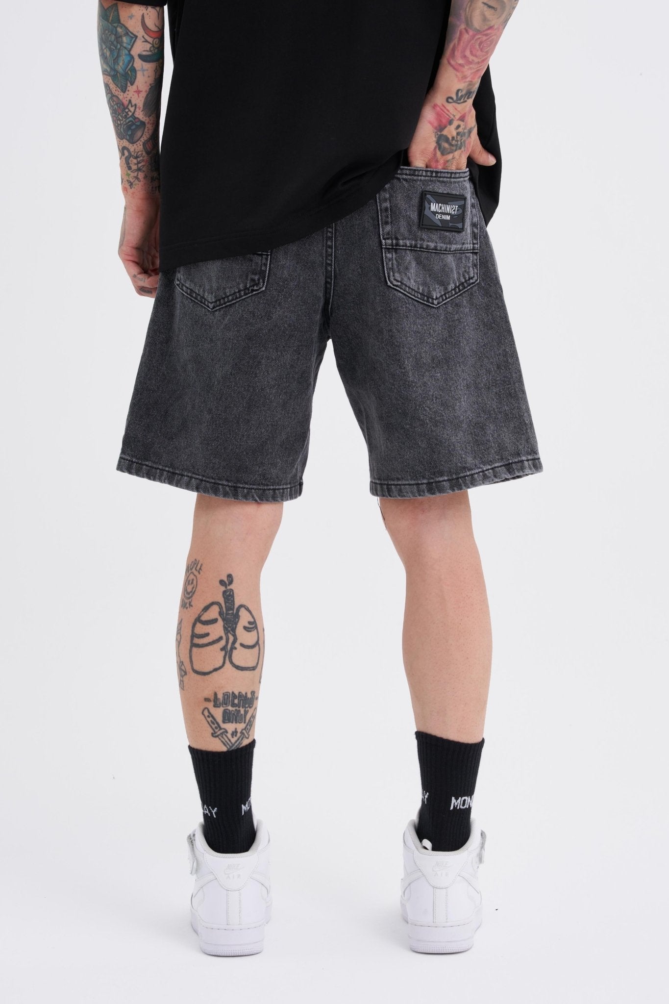 Erkek M Logo Jean Short Antrasit