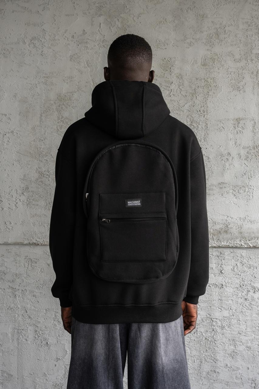 Erkek Bag Zip Kapüşonlı Sweatshirt Siyah
