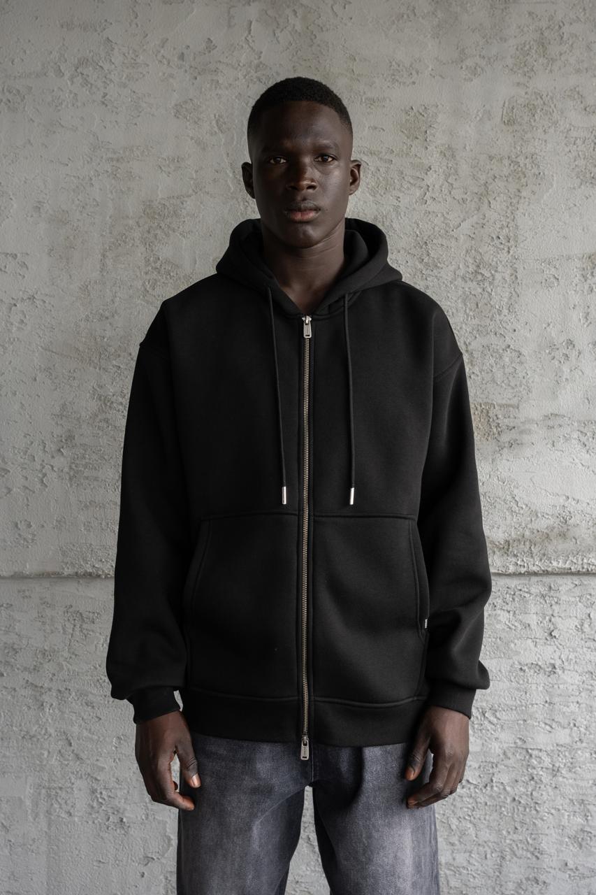 Erkek Bag Zip Kapüşonlı Sweatshirt Siyah
