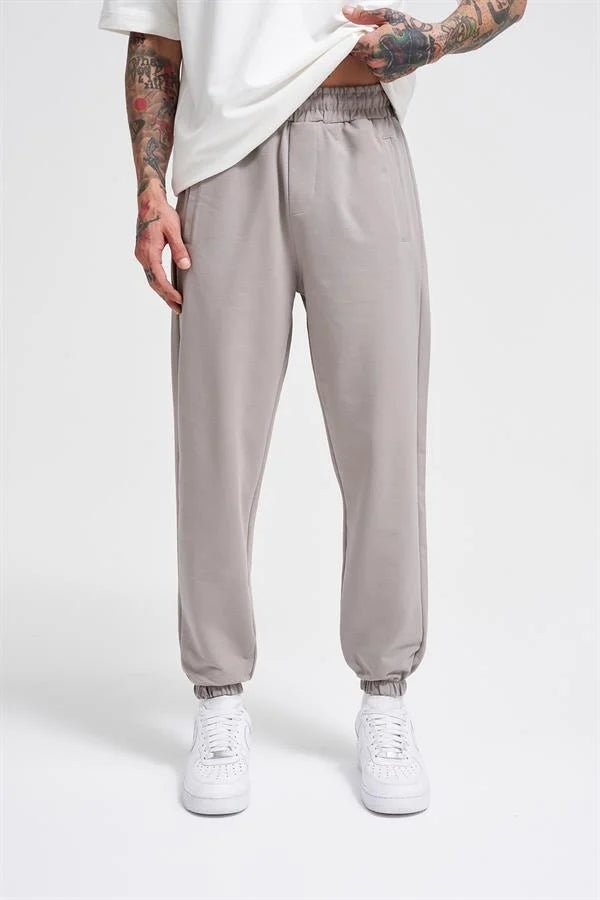 Basic Regular Bel Paça Lastikli 3 Cepli Jogger Eşofman Altı Açık Gri