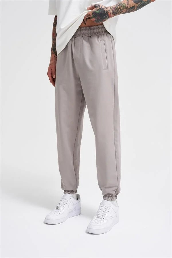 Basic Regular Bel Paça Lastikli 3 Cepli Jogger Eşofman Altı Açık Gri