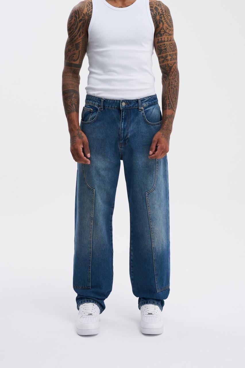 Erkek Carpenter Baggy Jean Pantolon Mavi