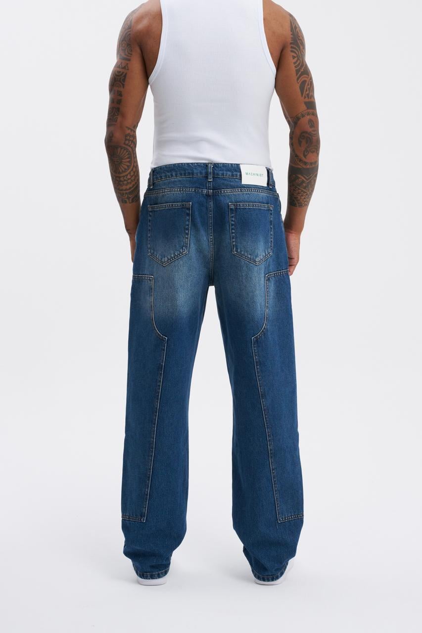 Erkek Carpenter Baggy Jean Pantolon Mavi