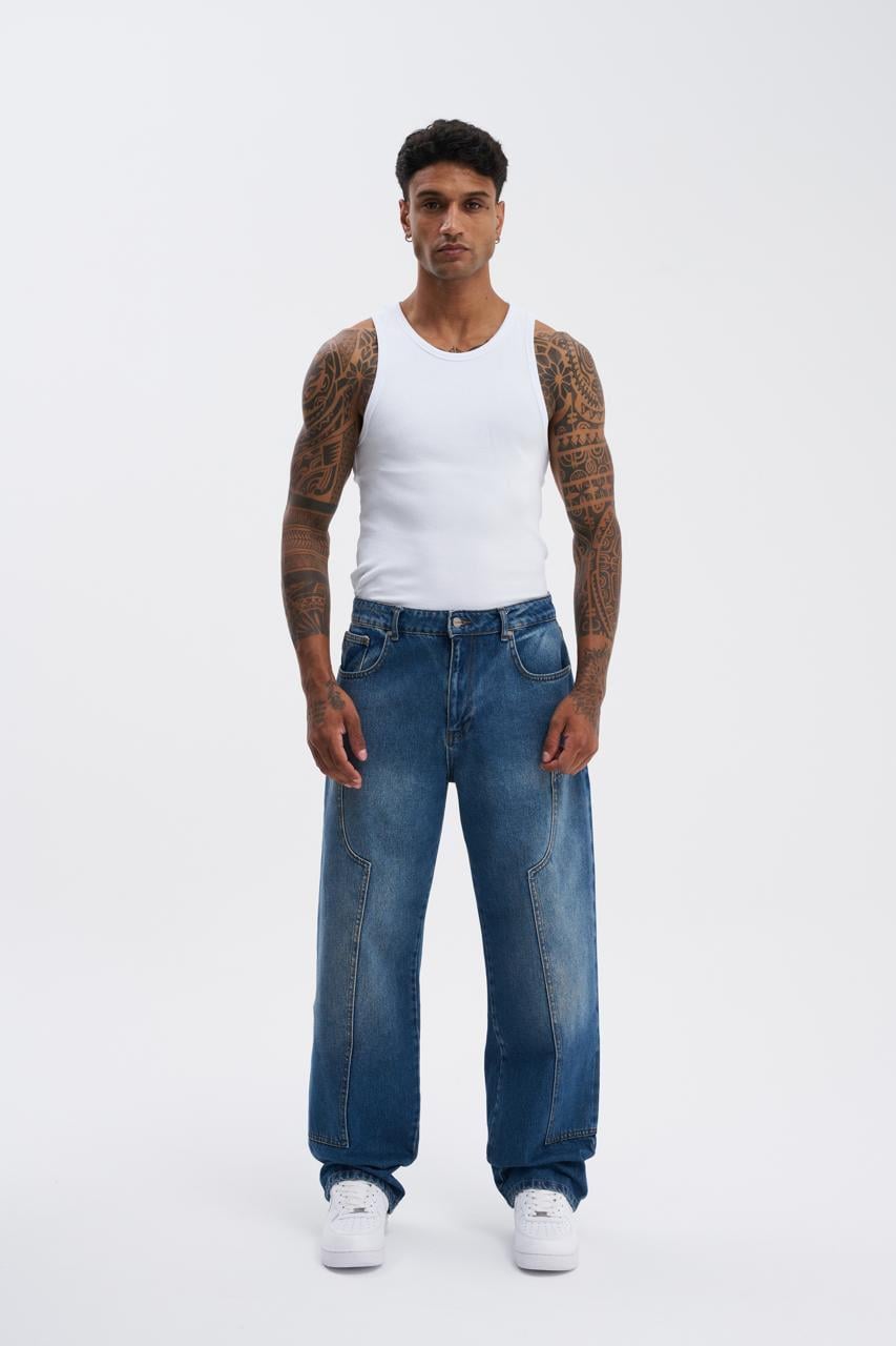Erkek Carpenter Baggy Jean Pantolon Mavi