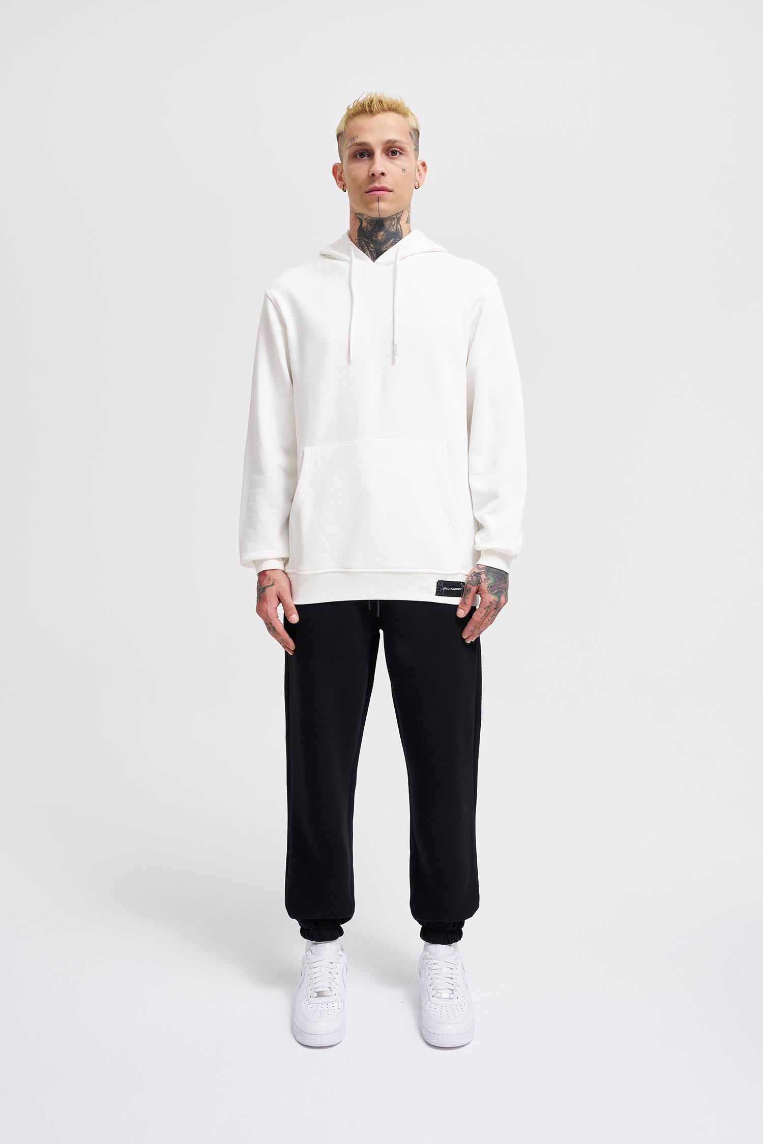 Erkek Regular Şardonsuz Kapüşonlu Sweatshirt Ekru