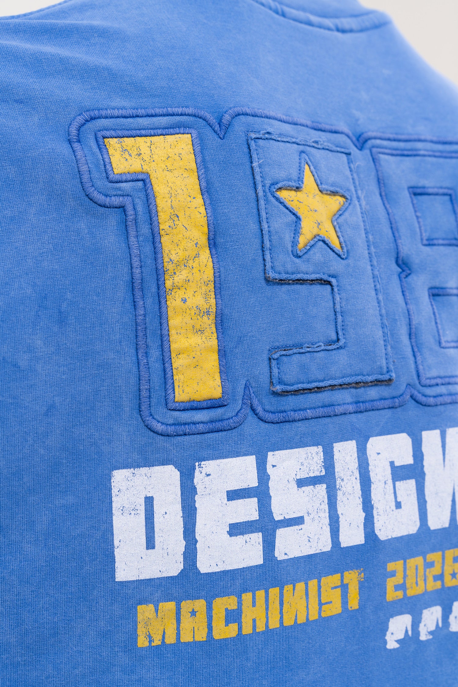 Erkek 1987 Patched Baskılı Oversize Tişört Saks Mavi-4