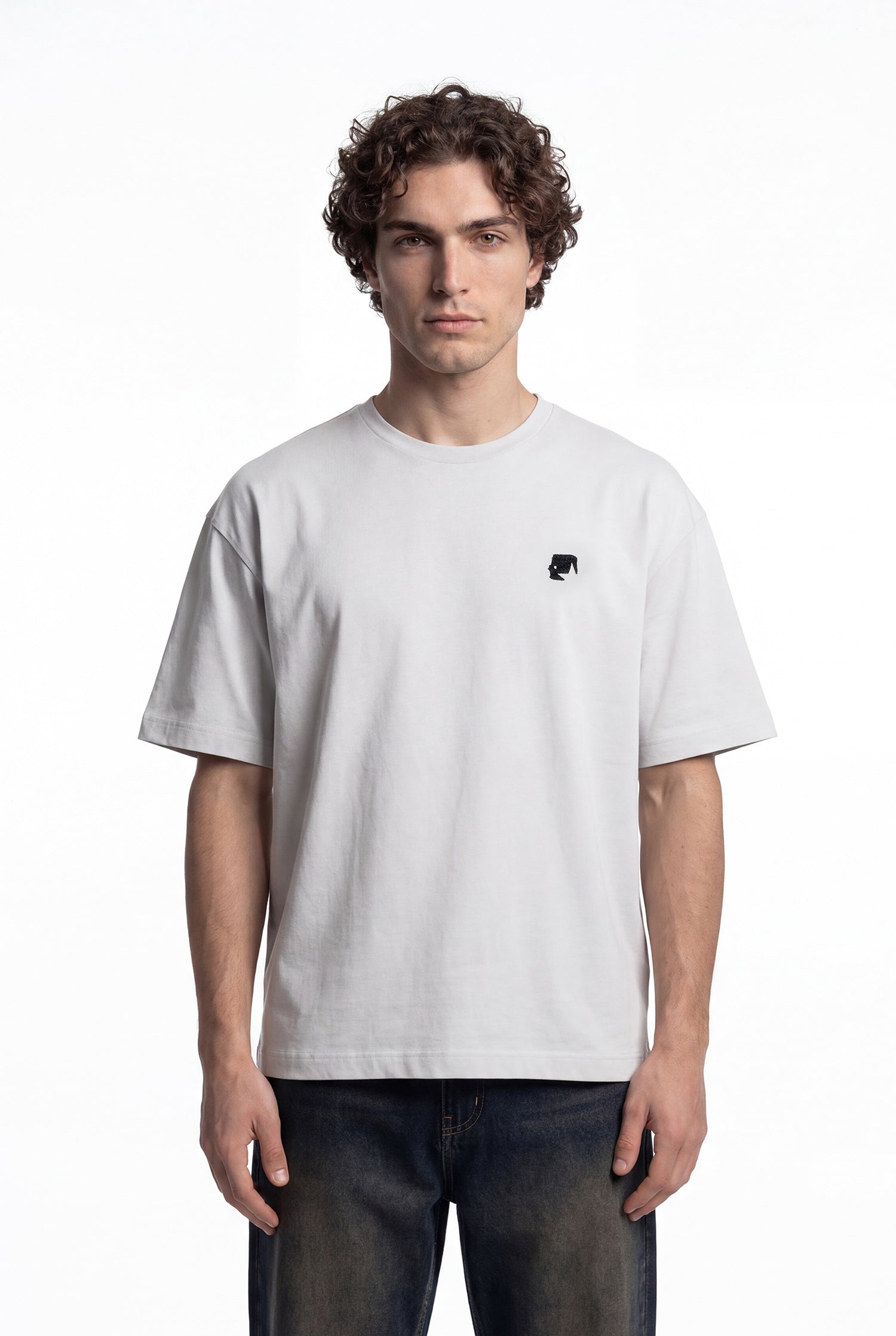 Erkek 1987 Patched Baskılı Oversize Tişört Uzay Grisi-4