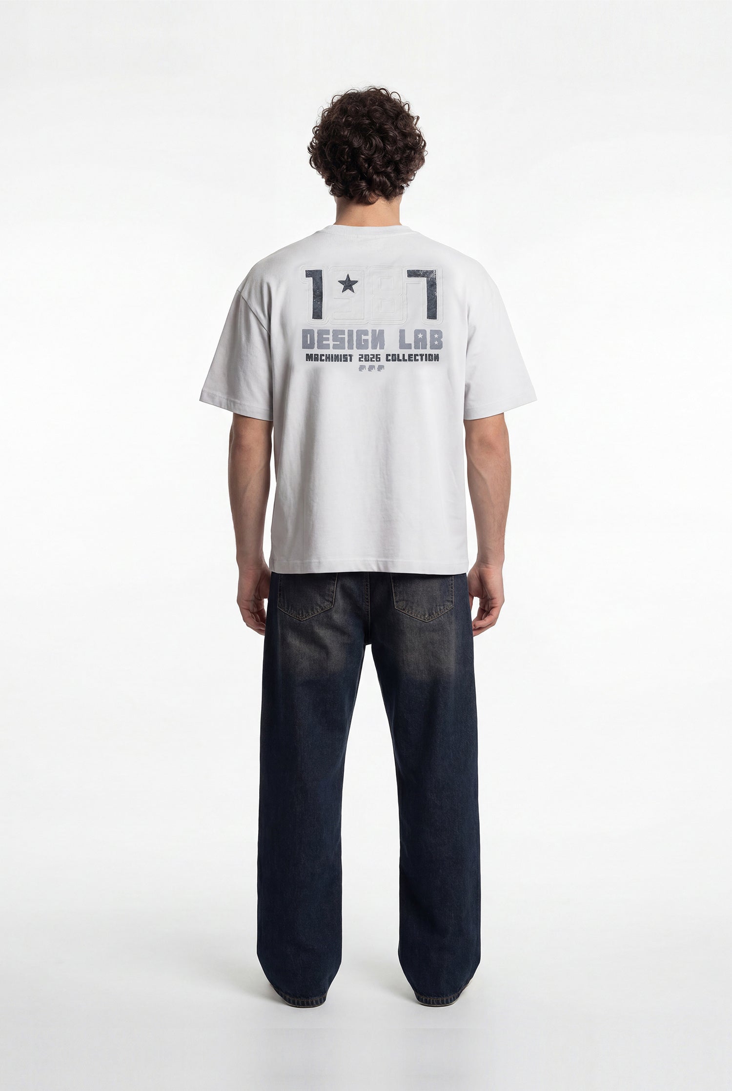 Erkek 1987 Patched Baskılı Oversize Tişört Uzay Grisi-8