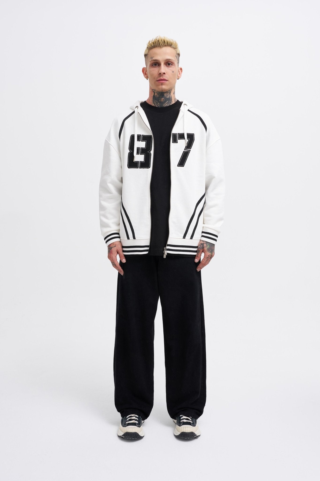Erkek 87 Aplique Zip Jacket Ekru