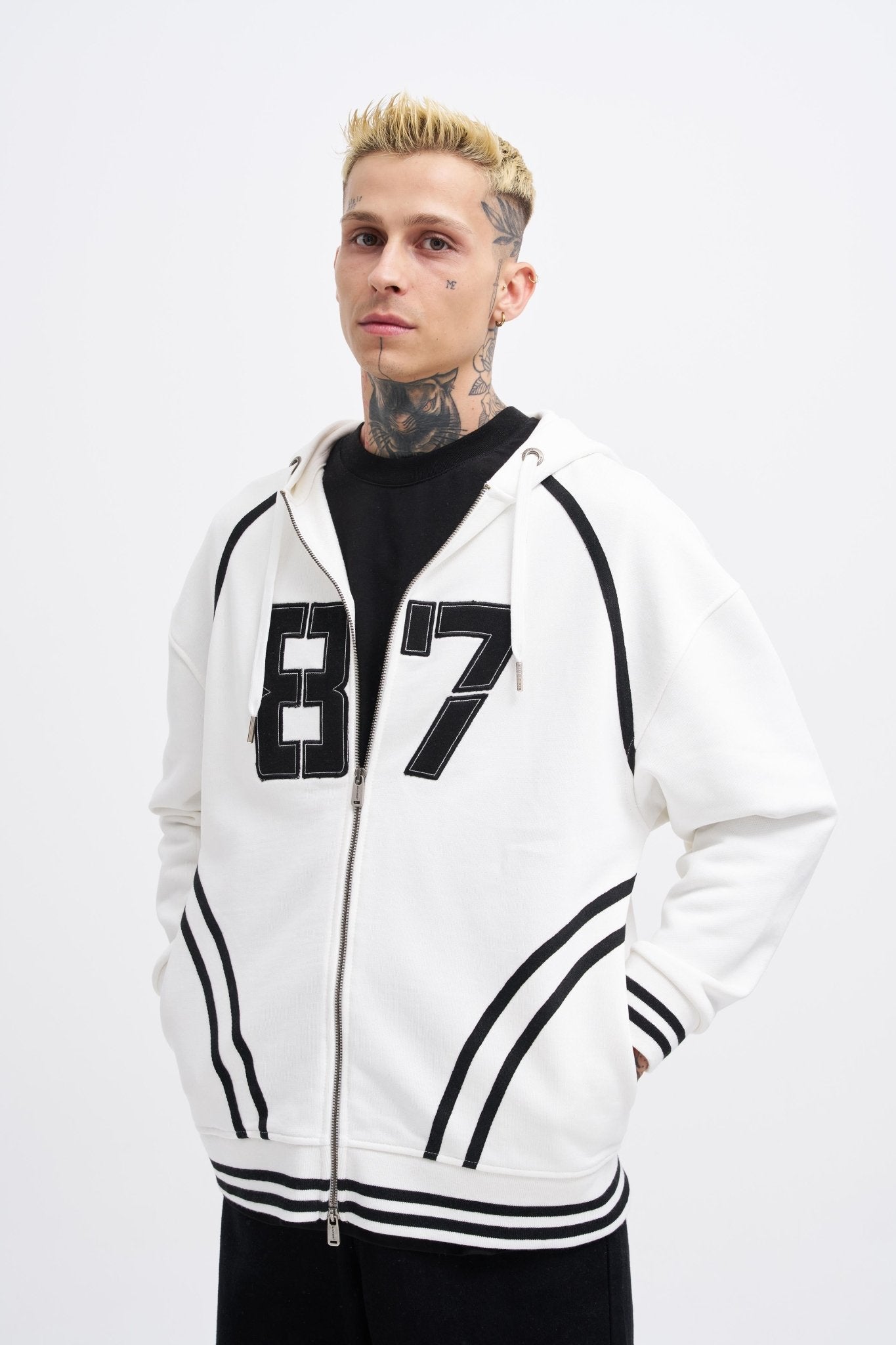 Erkek 87 Aplique Zip Jacket Ekru
