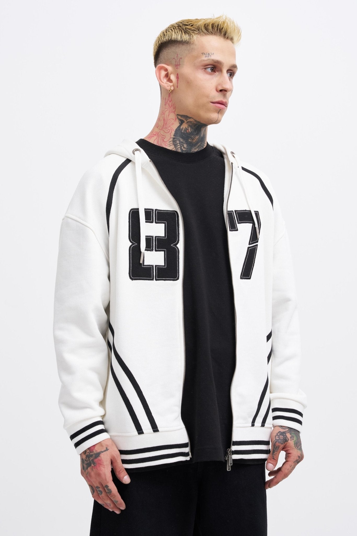 Erkek 87 Aplique Zip Jacket Ekru