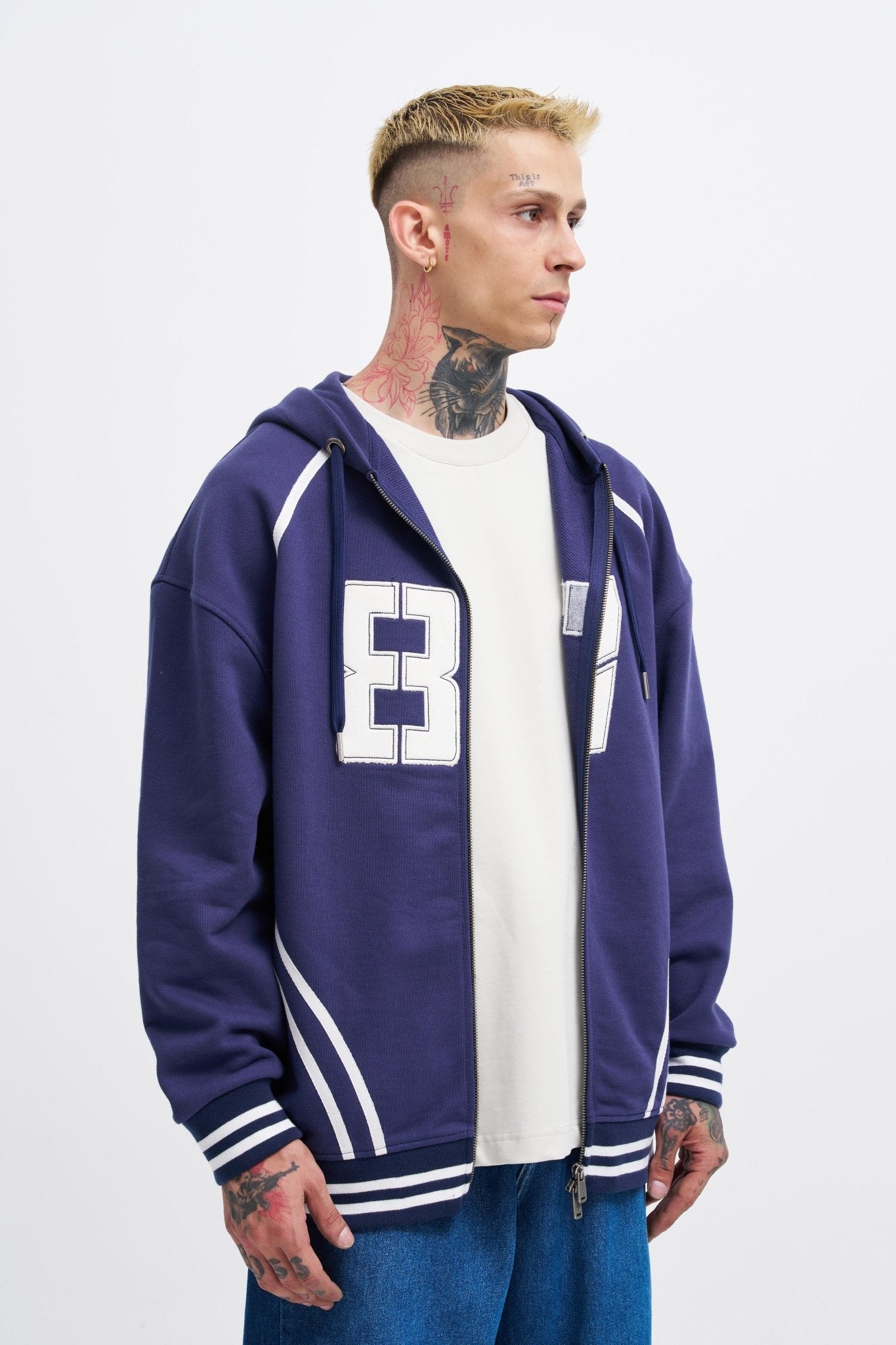 Erkek 87 Aplique Zip Jacket Gece Mavisi