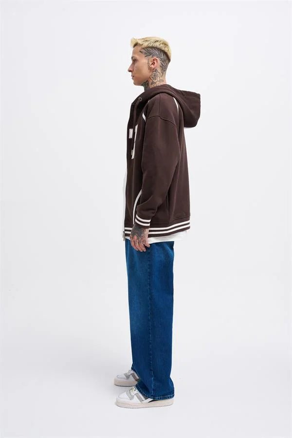 Erkek 87 Aplique Zip Jacket Koyu Kahverengi