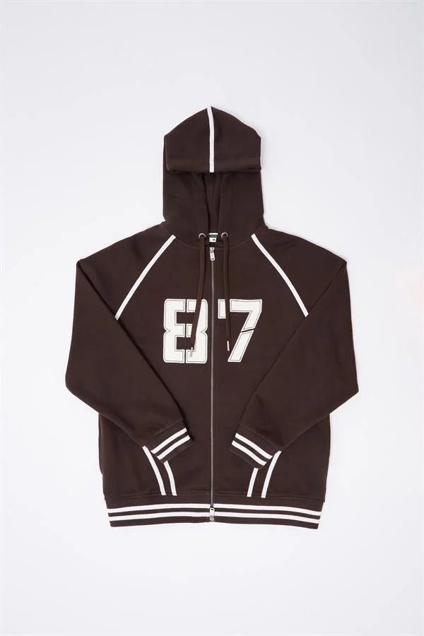 Erkek 87 Aplique Zip Jacket Koyu Kahverengi
