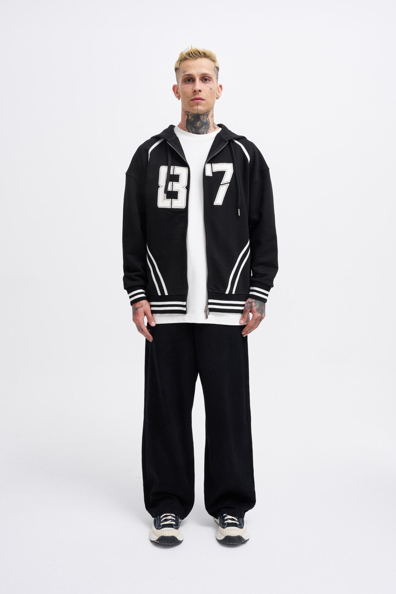 Erkek 87 Aplique Zip Jacket Siyah
