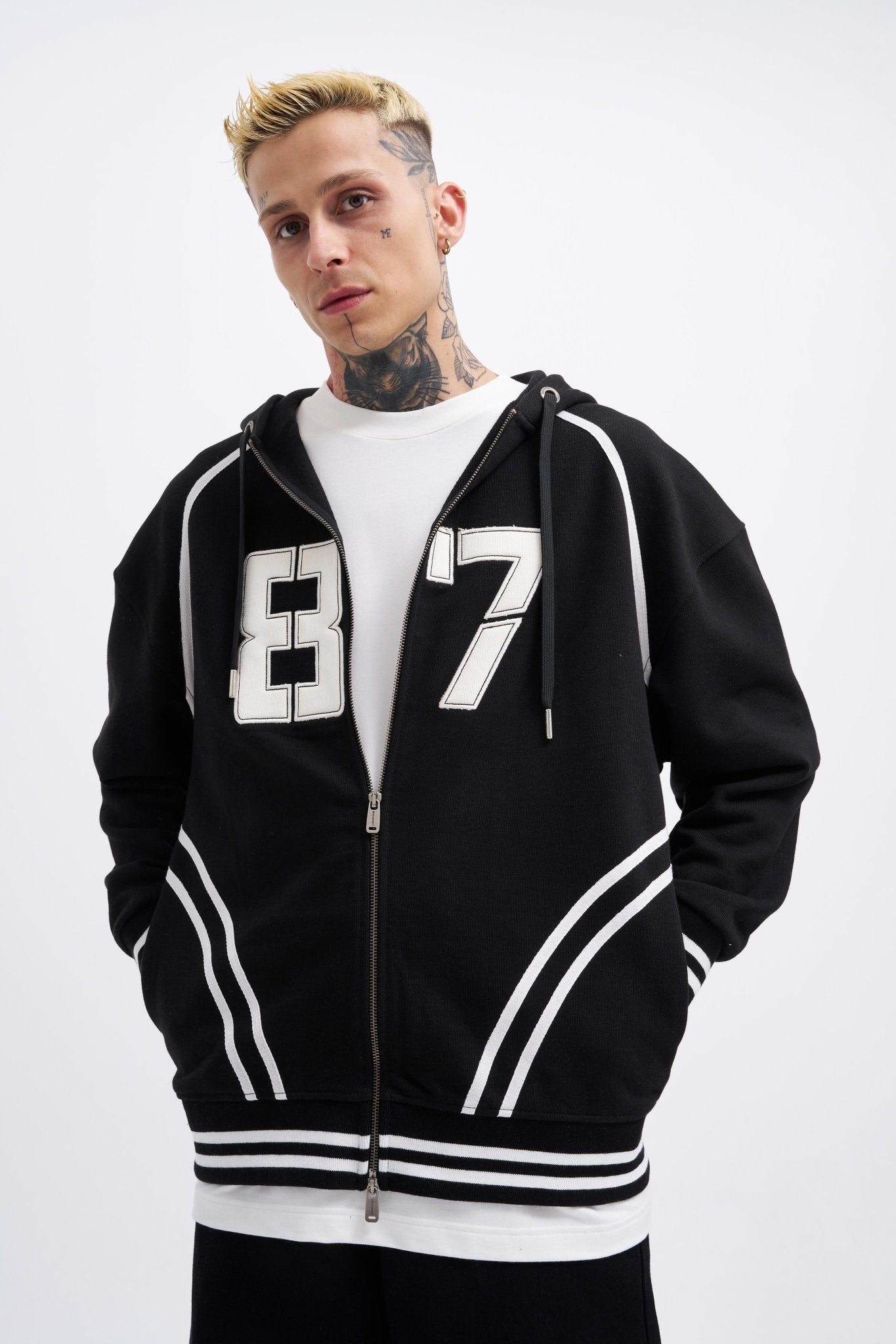 Erkek 87 Aplique Zip Jacket Siyah