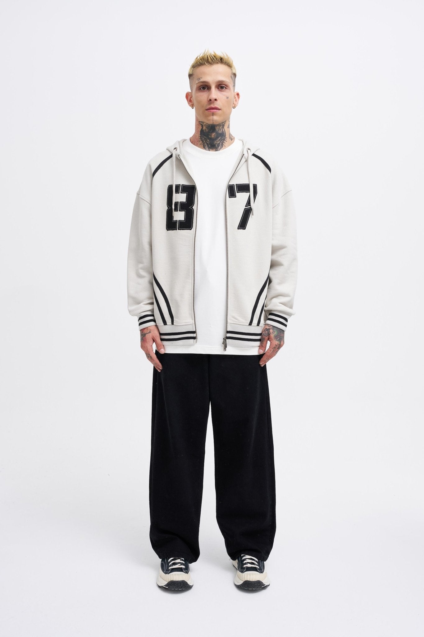 Erkek 87 Aplique Zip Jacket Uzay Grisi