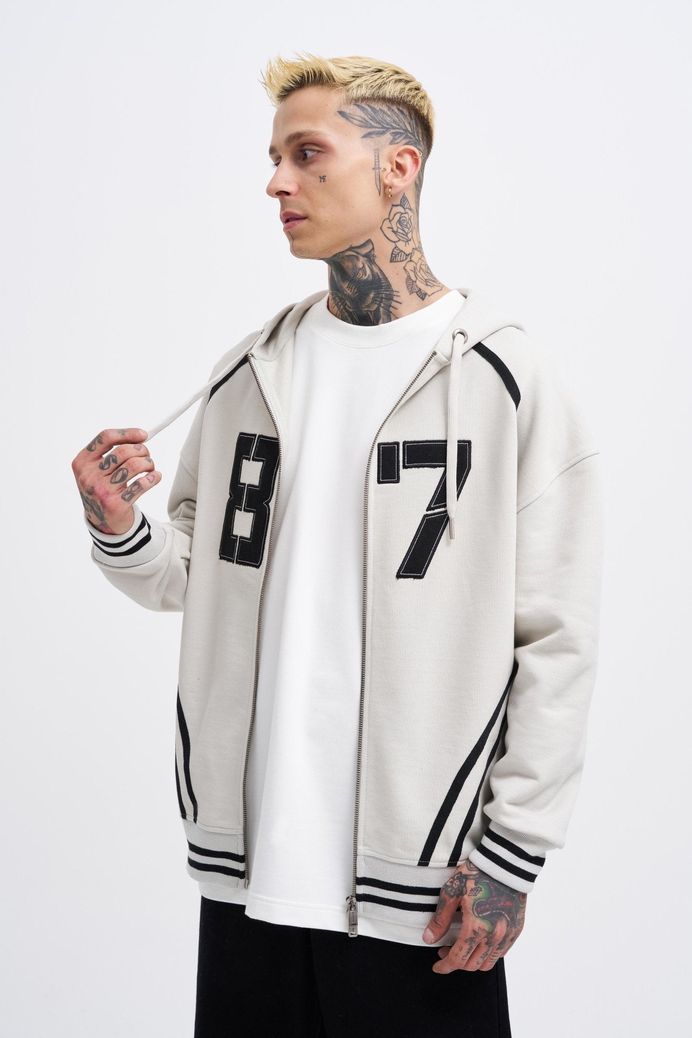 Erkek 87 Aplique Zip Jacket Uzay Grisi