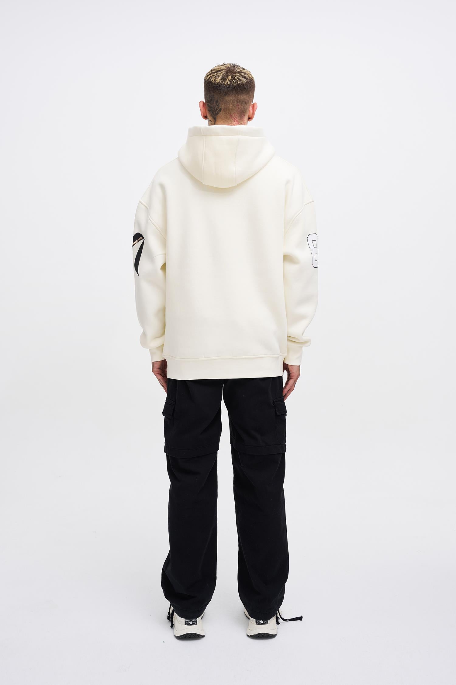 Erkek 88 Jesus Baskılı Oversize Sweatshirt Ekru