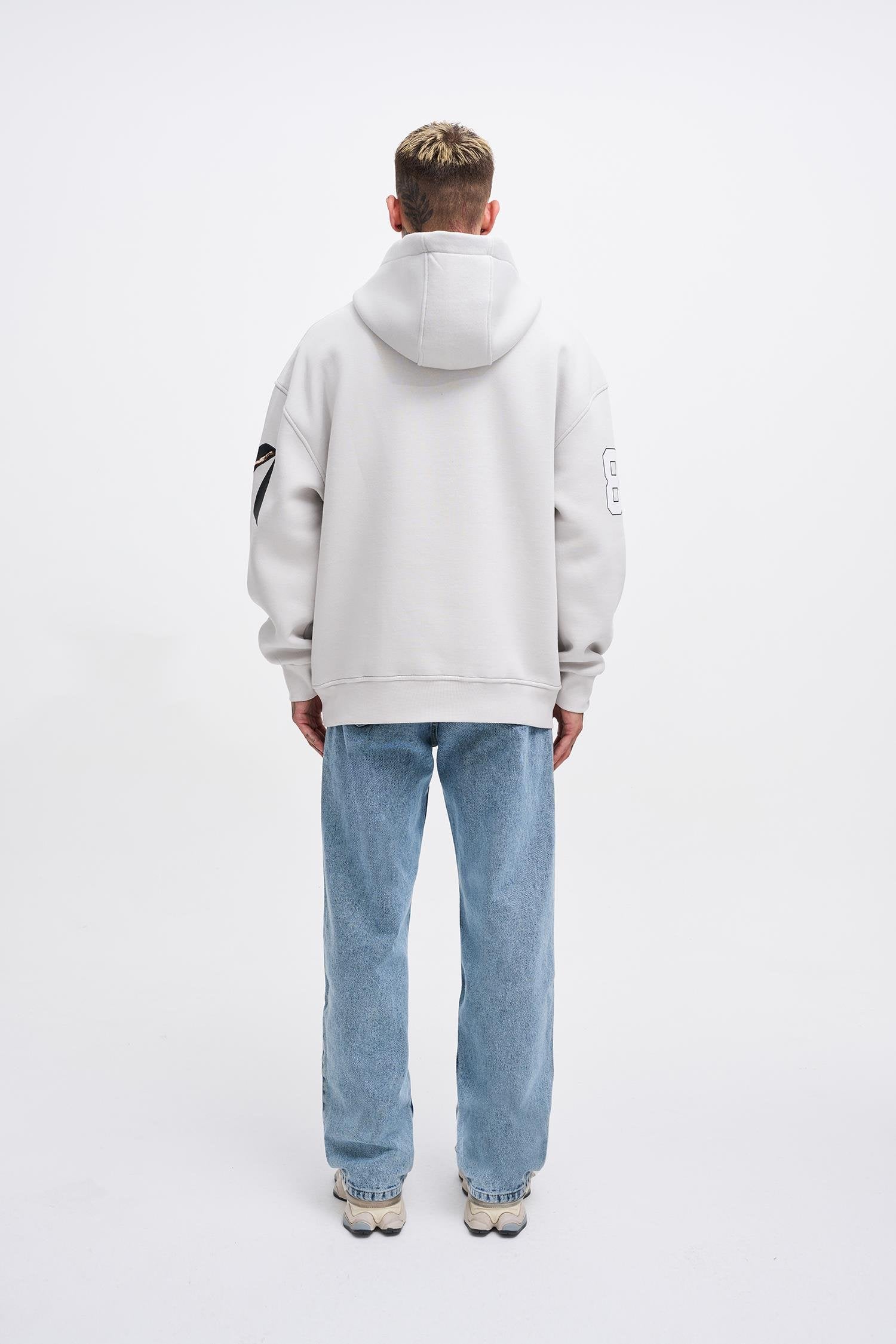 Erkek 88 Jesus Baskılı Oversize Sweatshirt Uzay Grisi