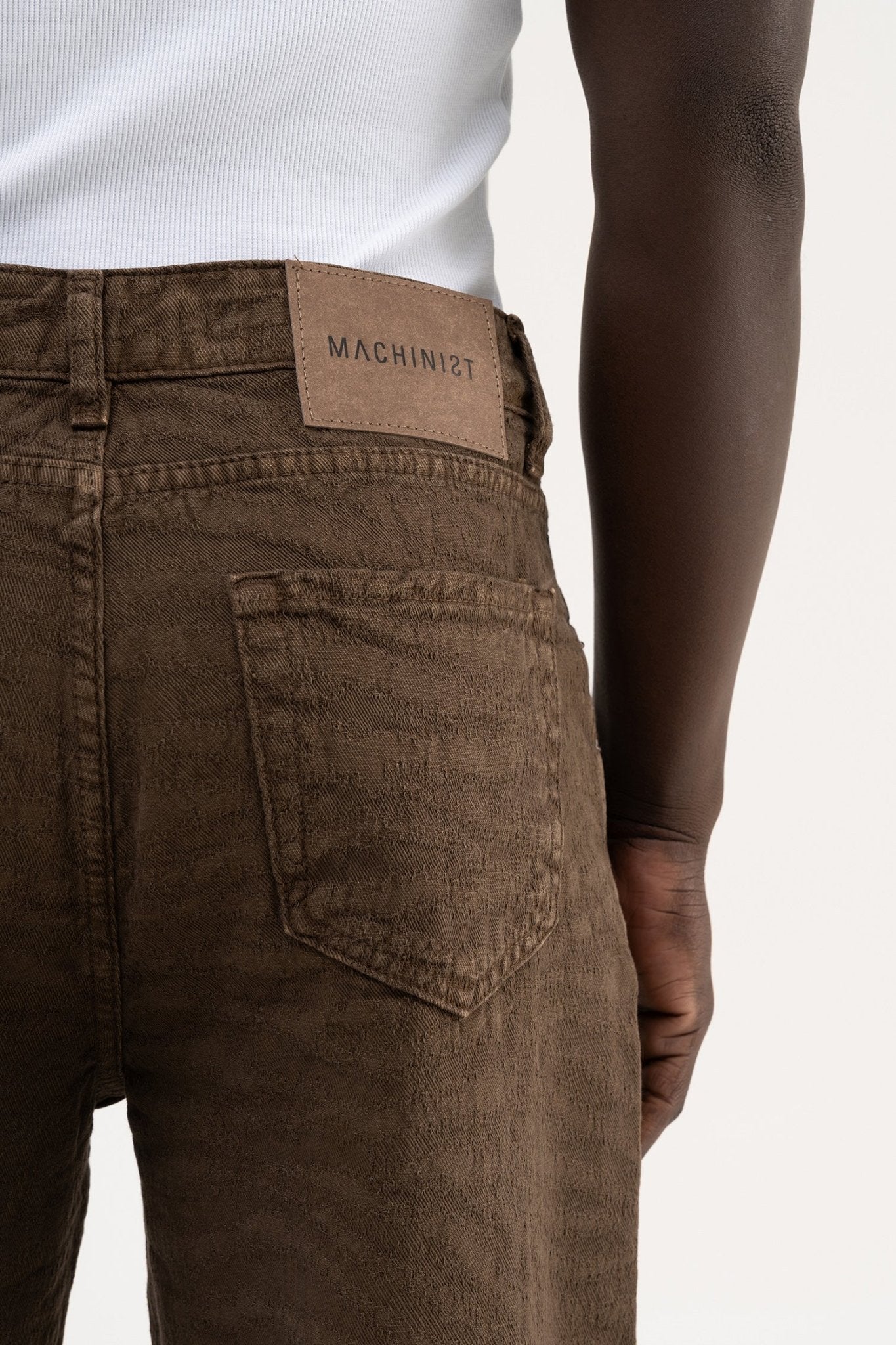 Erkek Abstract Patterned Baggy Jean Pantolon Kahverengi