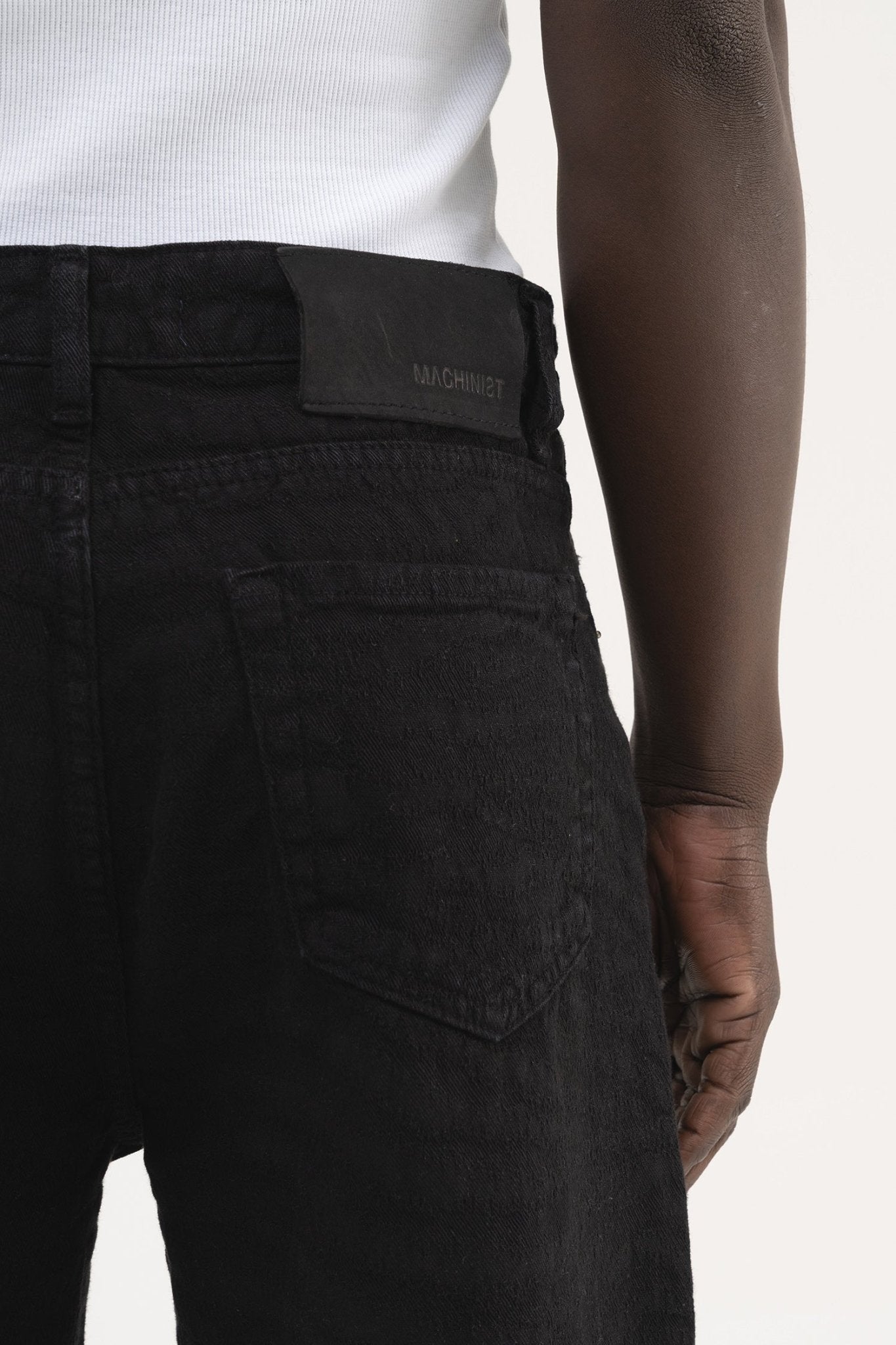 Erkek Abstract Patterned Baggy Jean Pantolon Siyah