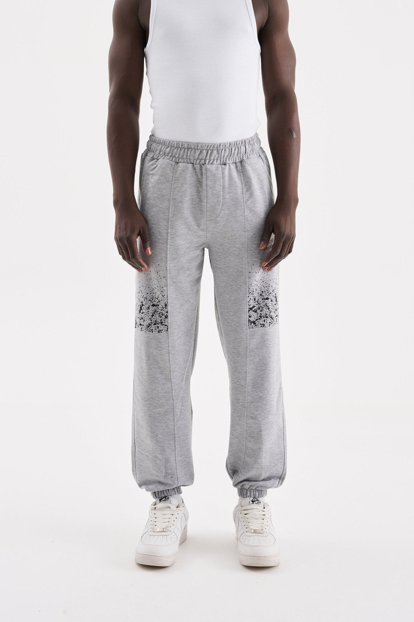 Erkek Aesthetic Dreams Baskılı Organik Pamuklu Jogger Eşofman Altı Gri Melanj