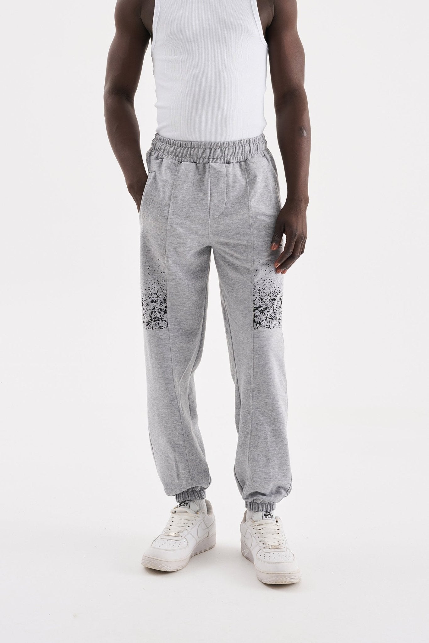 Erkek Aesthetic Dreams Baskılı Organik Pamuklu Jogger Eşofman Altı Gri Melanj