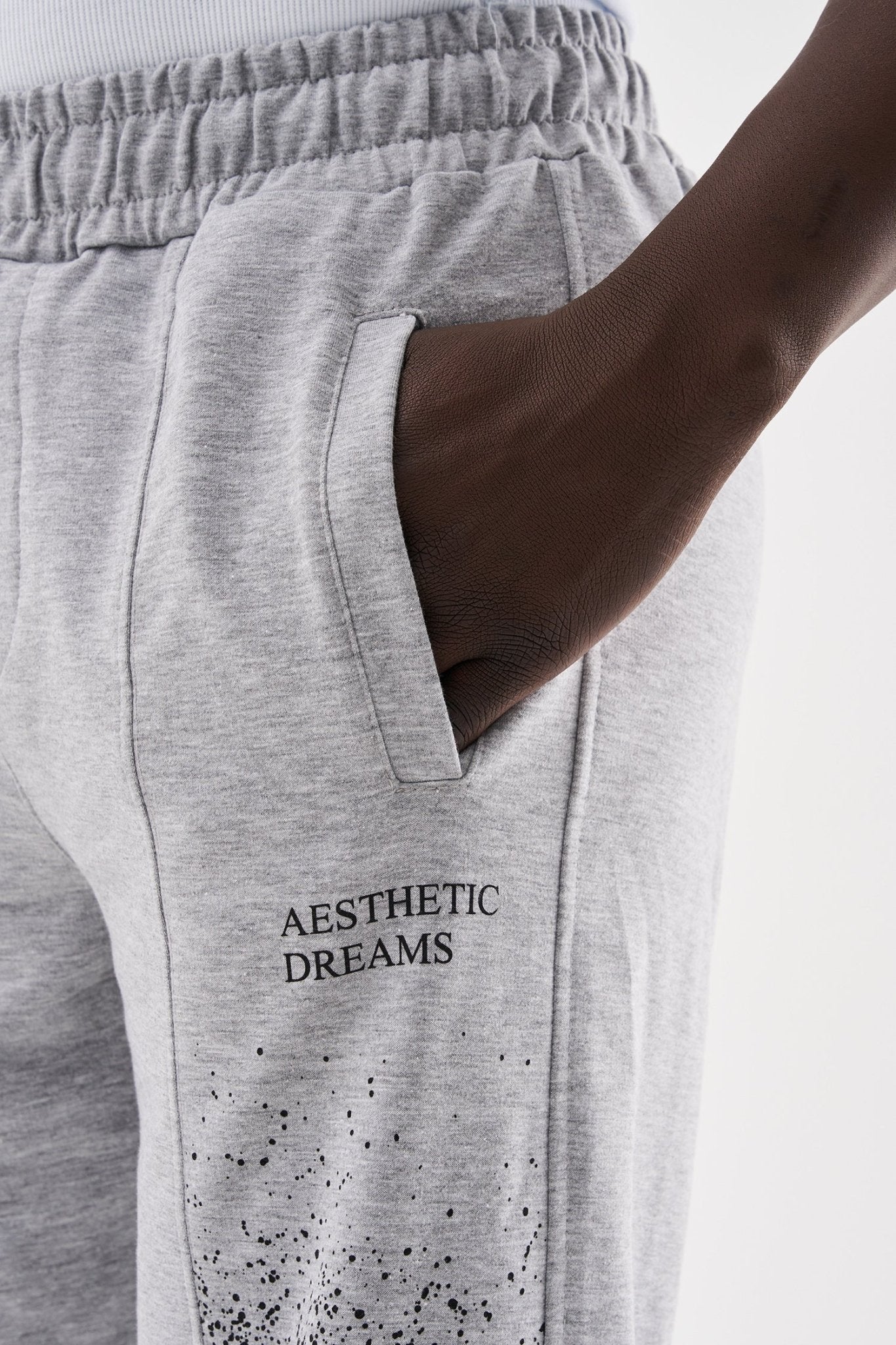 Erkek Aesthetic Dreams Baskılı Organik Pamuklu Jogger Eşofman Altı Gri Melanj