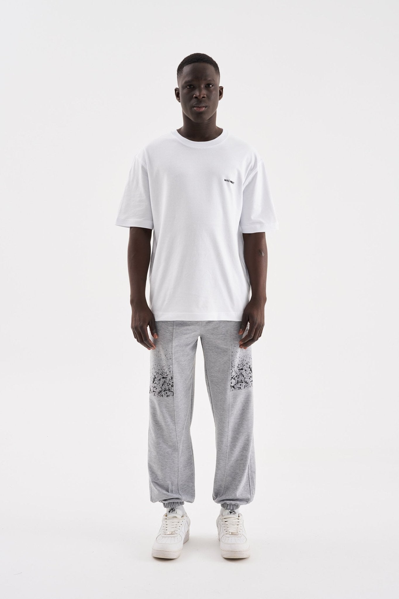 Erkek Aesthetic Dreams Baskılı Organik Pamuklu Jogger Eşofman Altı Gri Melanj