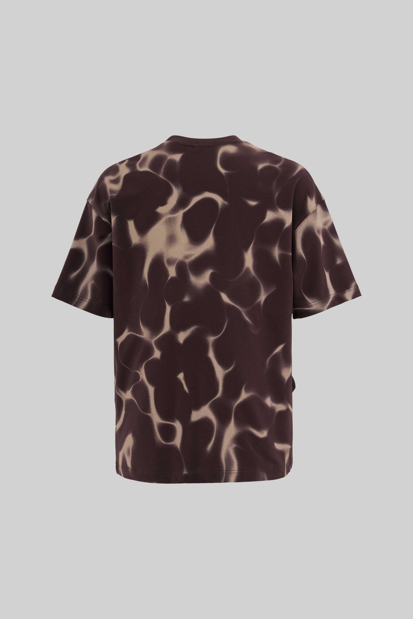 Erkek All Over Abstract Pattern Printed Oversi̇ze Ti̇şört Kahverengi