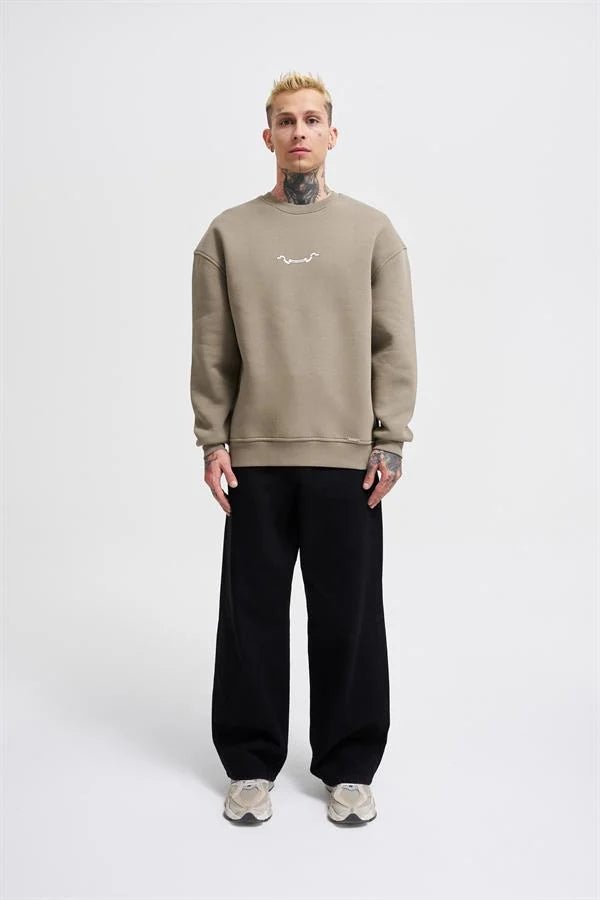 Erkek Angel and Ribbon Printed Sweatshirt Haki