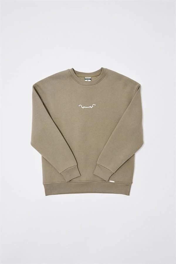 Erkek Angel and Ribbon Printed Sweatshirt Haki