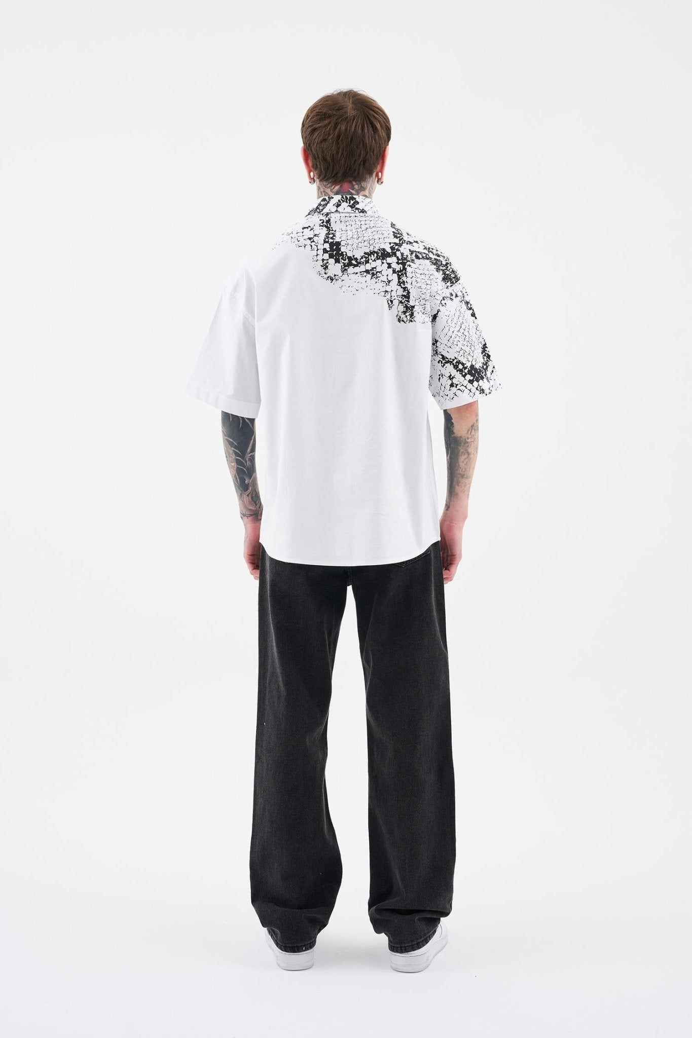 Erkek Animal Printed Gömlek Beyaz