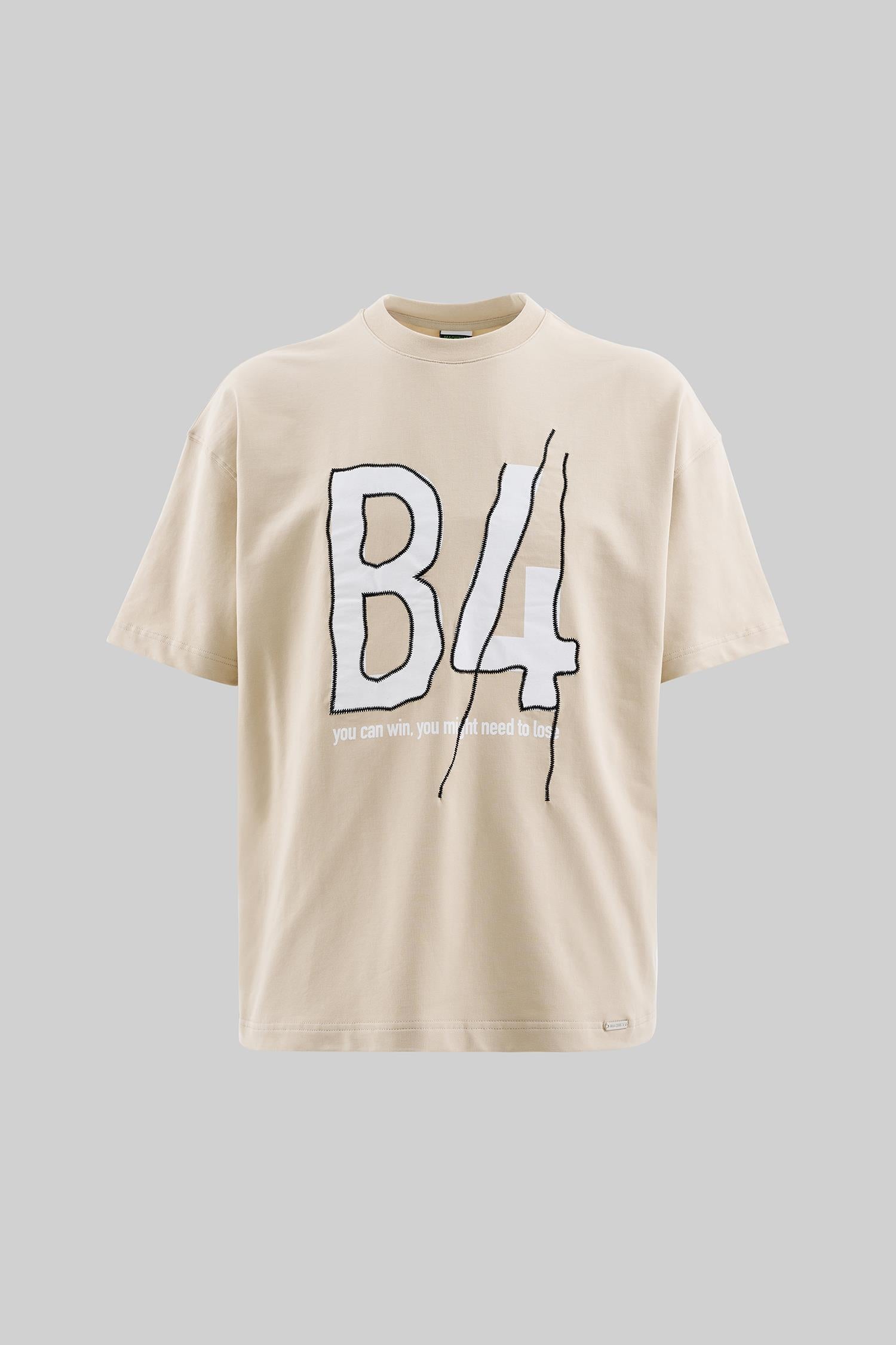 Erkek B4 Printed And Embroidered Oversi̇ze Ti̇şört Açık Bej
