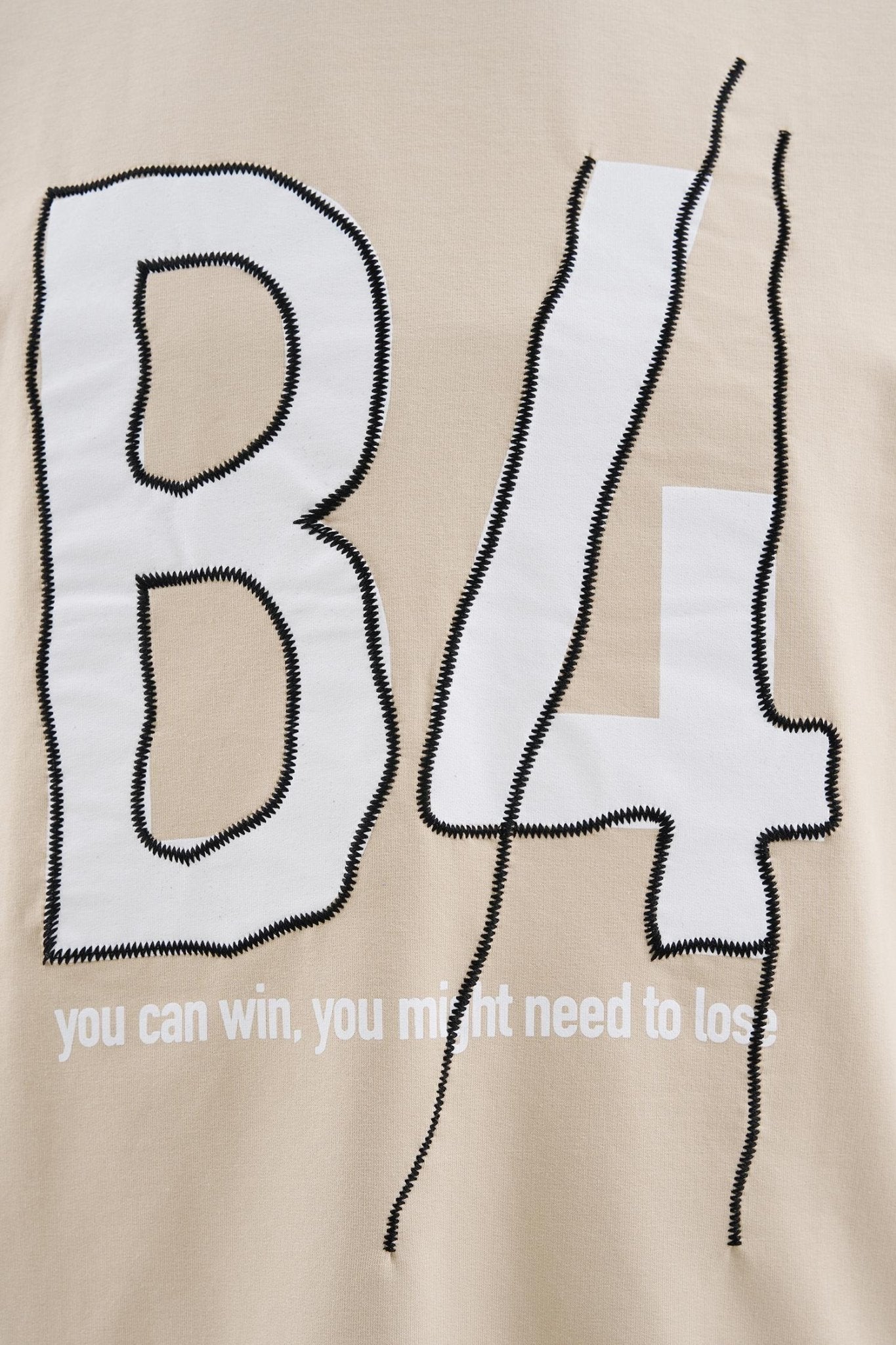 Erkek B4 Printed And Embroidered Oversi̇ze Ti̇şört Açık Bej
