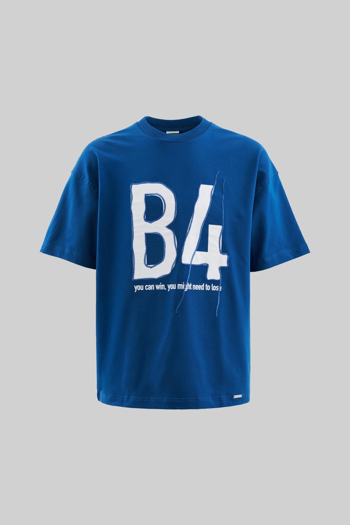 Erkek B4 Printed And Embroidered Oversi̇ze Ti̇şört Indigo
