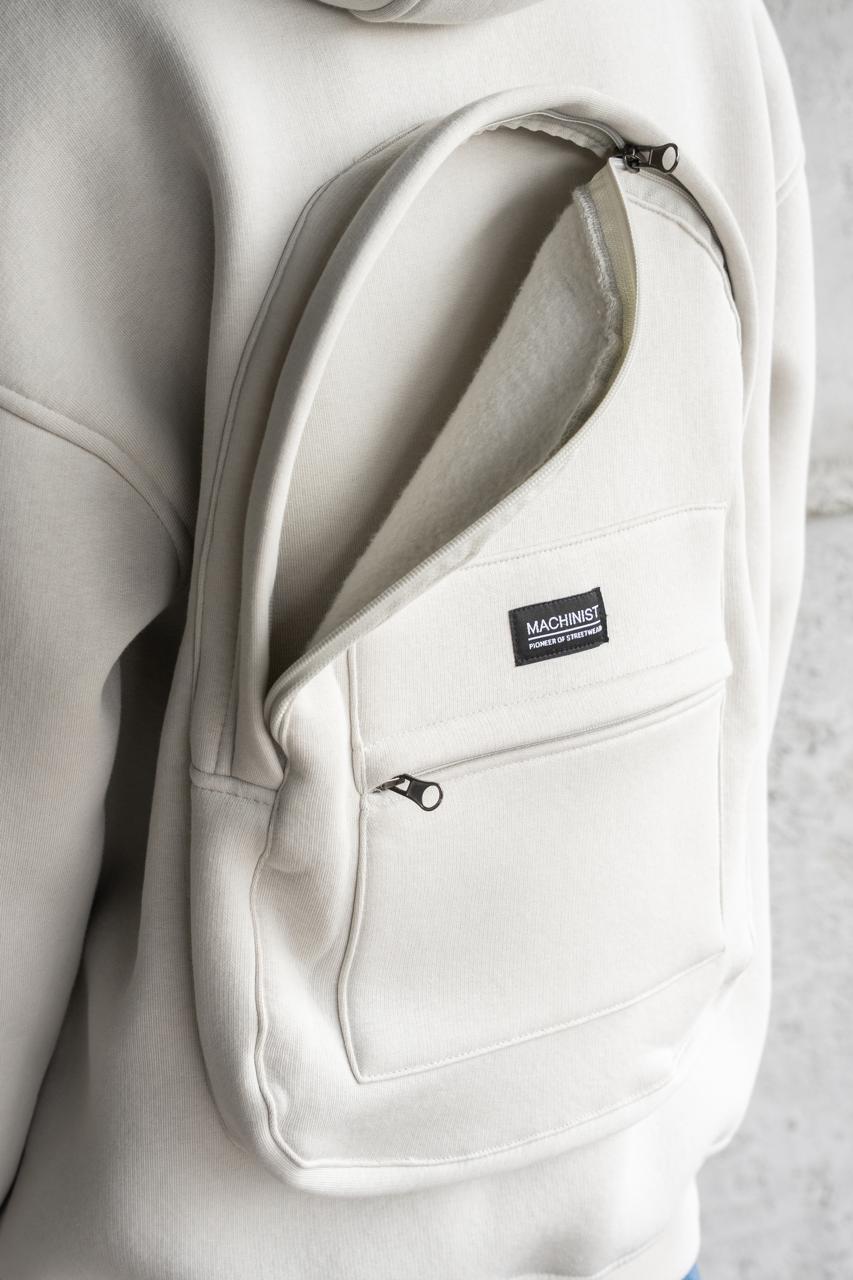 Erkek Bag Zip Kapüşonlı Sweatshirt Uzay Grisi-3